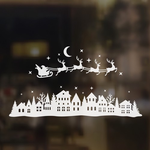 Santa sleigh christmas window - santa,