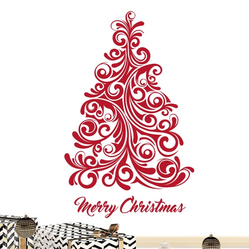 Christmas tree swirl wall - tree,