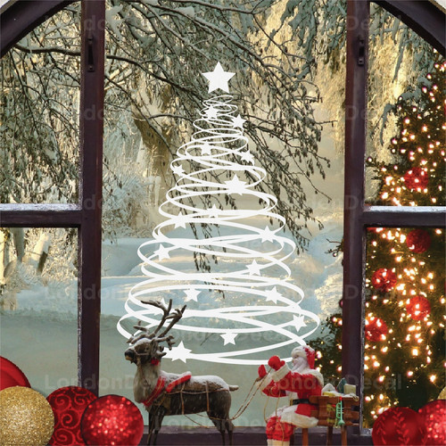 Swirly christmas tree window - swirly,