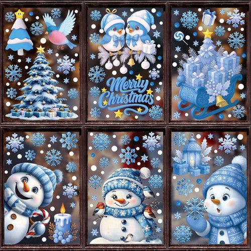 Blue christmas window stickers - blue,