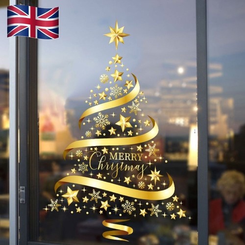 Golden christmas tree window - golden,
