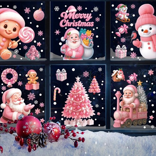 Pink christmas window - christmas,