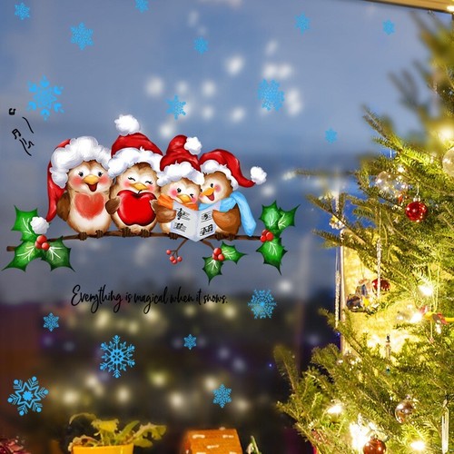 Christmas branch birds decals - birds,