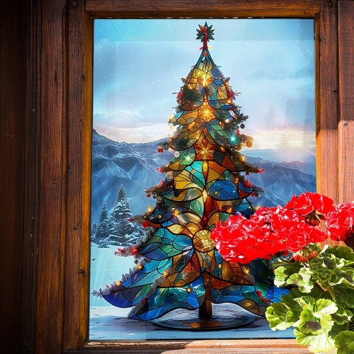 Christmas tree window clings - christmas,